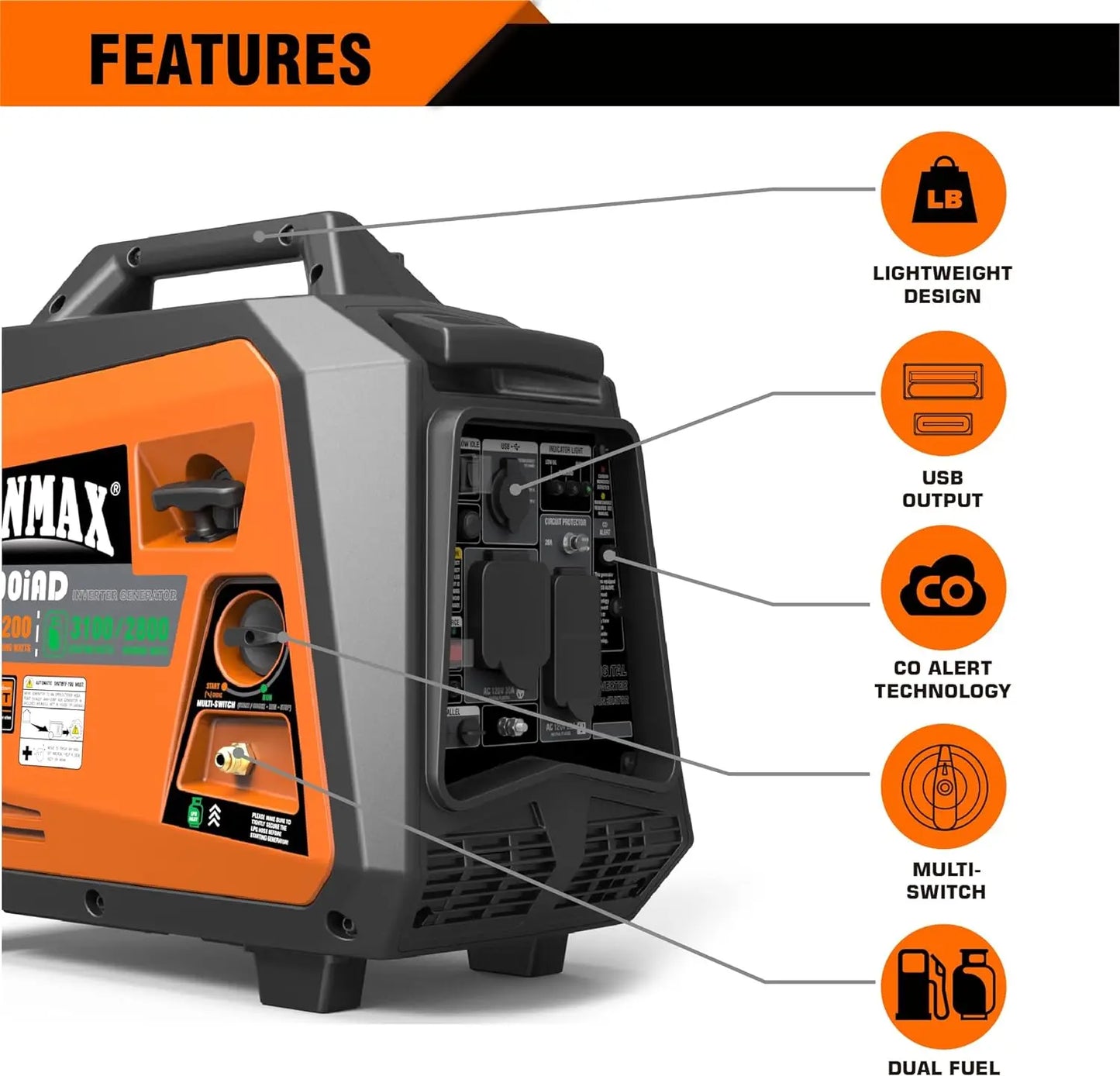 GENMAX Portable Inverter Generator 3500W