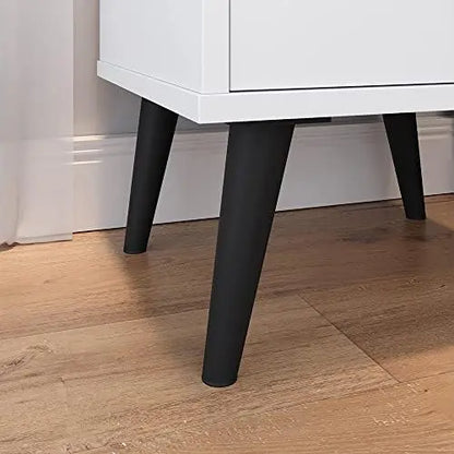 Style Bedside Table with 1 Drawer and Golden Shell Handle (Black/Freijo) FurnishingsBedroom Bedside Tables Mini bedside table Cr