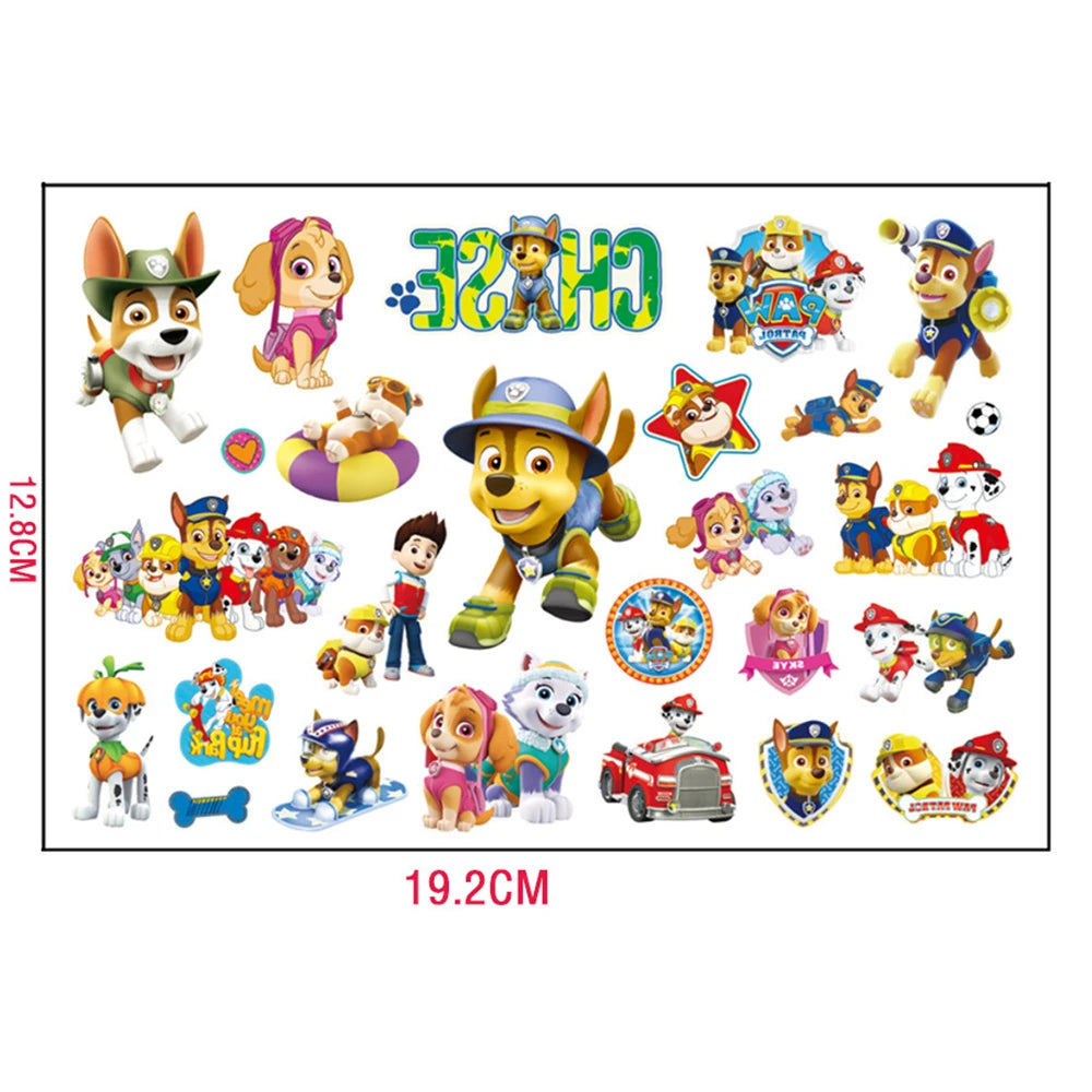 Paw Patrol Tattoo Stickers Kids Boys Favors PAW Birthday Party Decorations Cartoon Party Sticker Baby Shower Party Gift Supplies