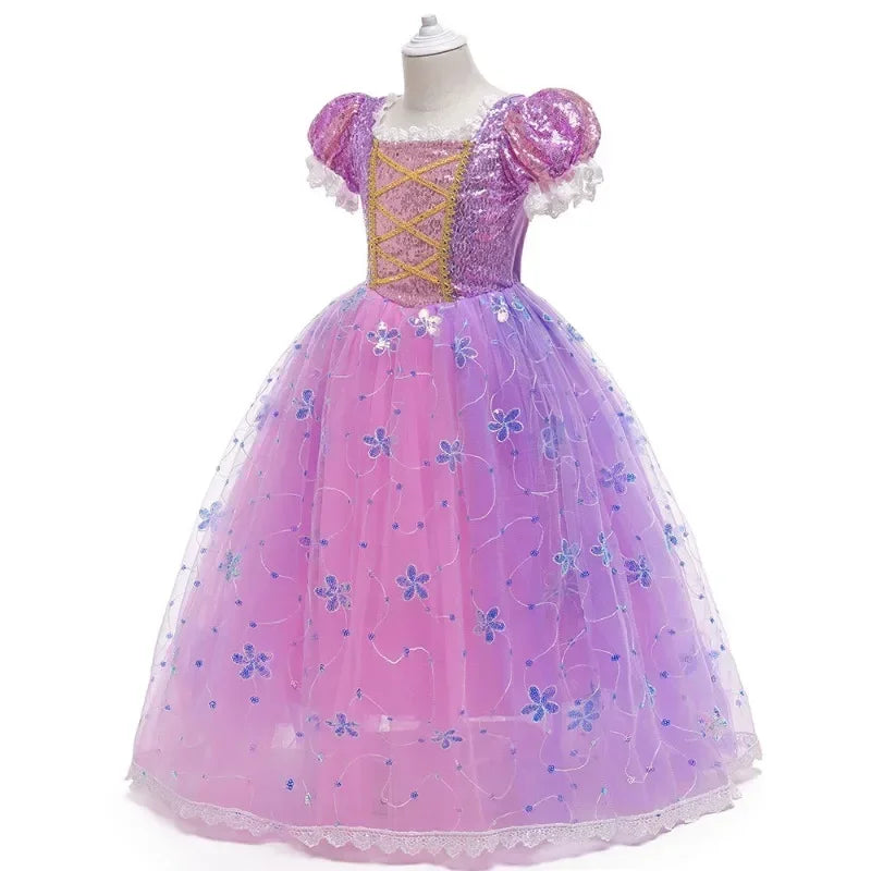 Rapunzel Dress Princess Costume Tangled Kids Birthday Gift Halloween Costume Princess For Baby Girl Cosplay Party Dress