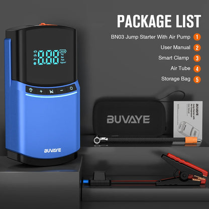 BUVAYE 4 in 1 Car Jump Starter Air Pump