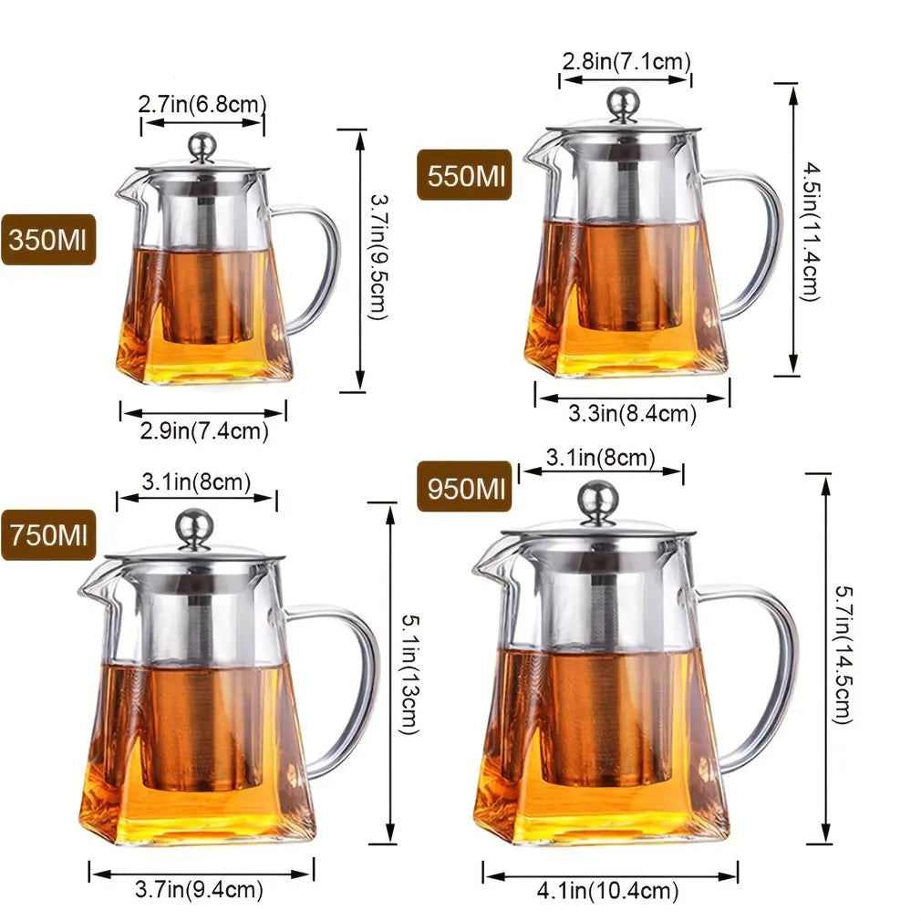 350-950ml Glass Tea pot Teapot With Infuser