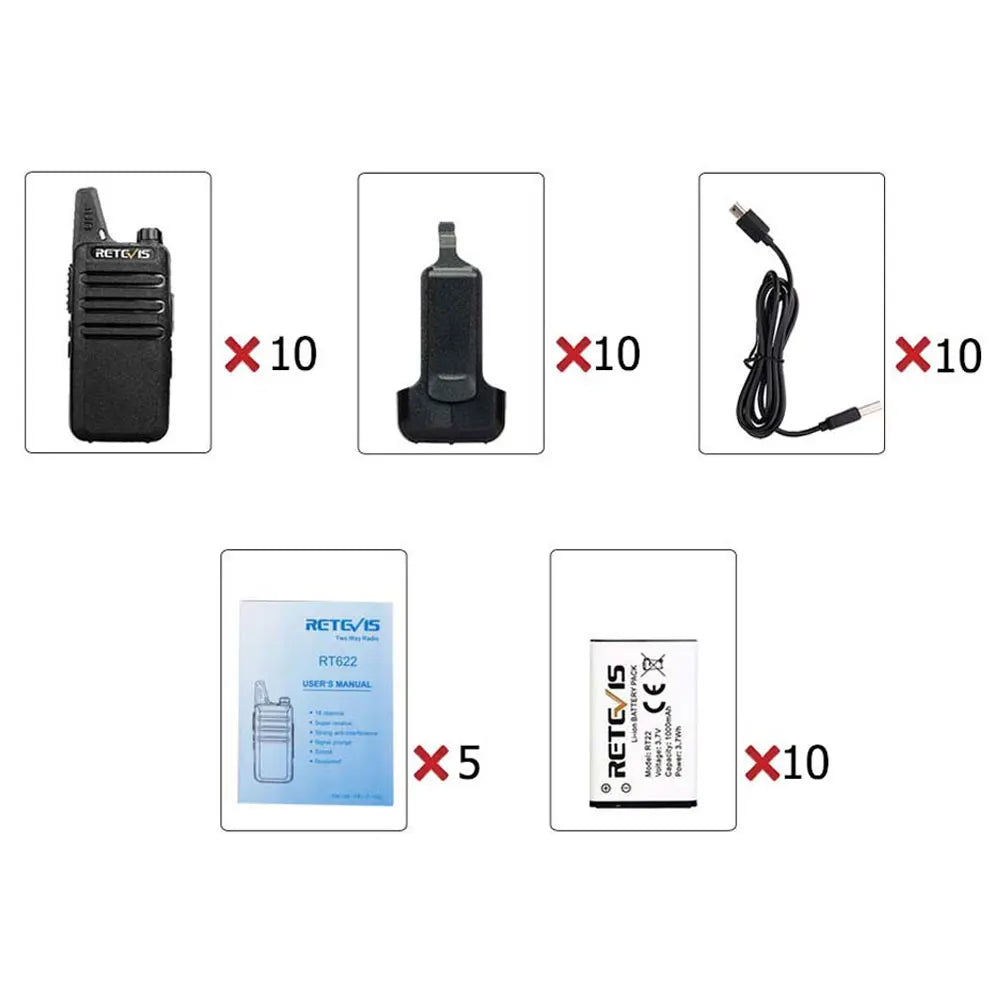 10 Pcs Wholesale Mini Walkie Talkie Rechargeable