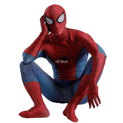 Marvel Superhero Spider-Man Cosplay Costume Bodysuit with Detachable Mask Spandex Zentai Jumpsuit Suit for Adults Kids Gift