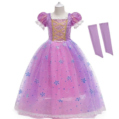 Rapunzel Dress Princess Costume Tangled Kids Birthday Gift Halloween Costume Princess For Baby Girl Cosplay Party Dress