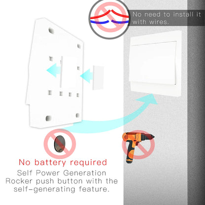 MOES RF433 Wireless Switch No Battery Remote Control Wall Light Switch Self Powered No Wiring Needed Wall Panel Transmitter.