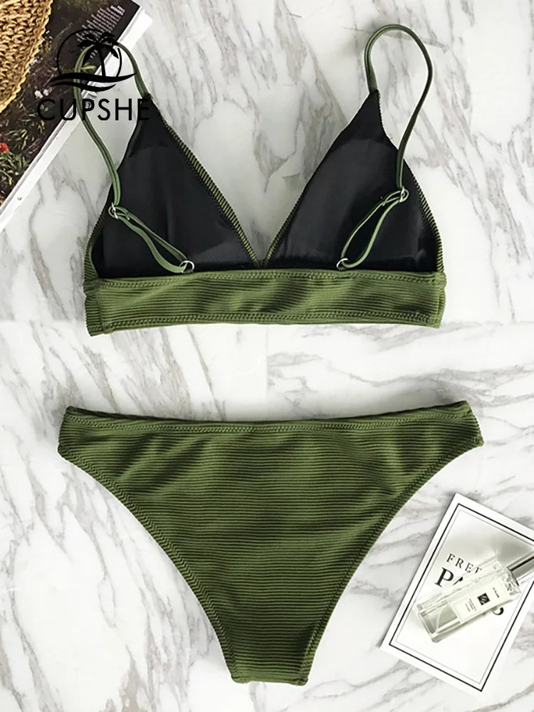 CUPSHE Solid Low Waist Bikini Set