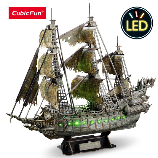 CubicFun 3D Puzzles Green LED Flying Dutchman Pirate Ship Model